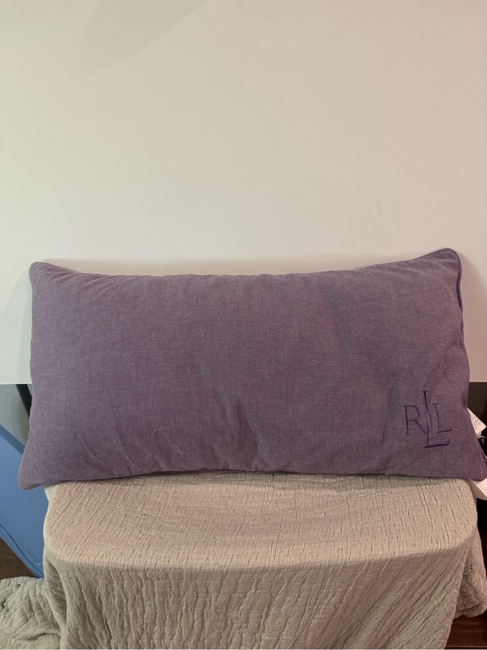 NWOT Ralph Lauren Lavender Rectangular Down Pillow with Embroidered RLL 13x26